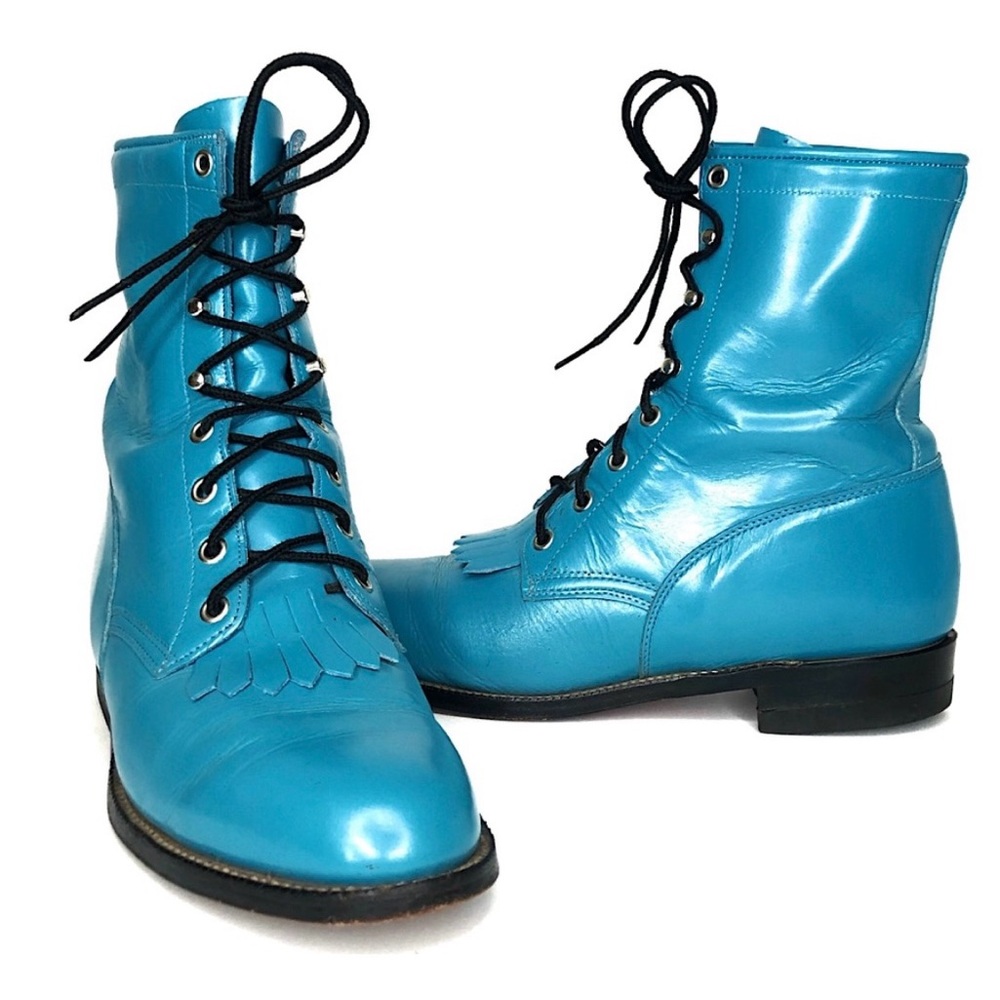 Rare Vintage Blue Justin Leather Ropers